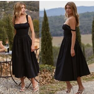 HOUSE OF CB 'Tatiana' Black Midi Sundress NWOT size Large